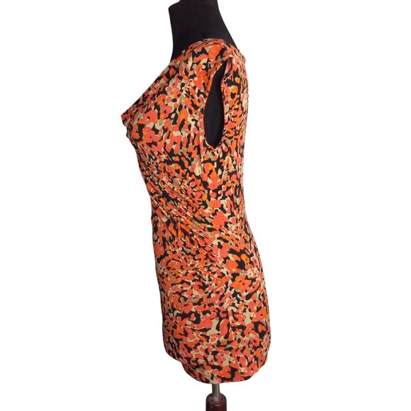 Vince Camuto XS Tunic Top Abstract Print Sleeveless Ruched Wrap V Neck Stretch - Picture 2 of 7